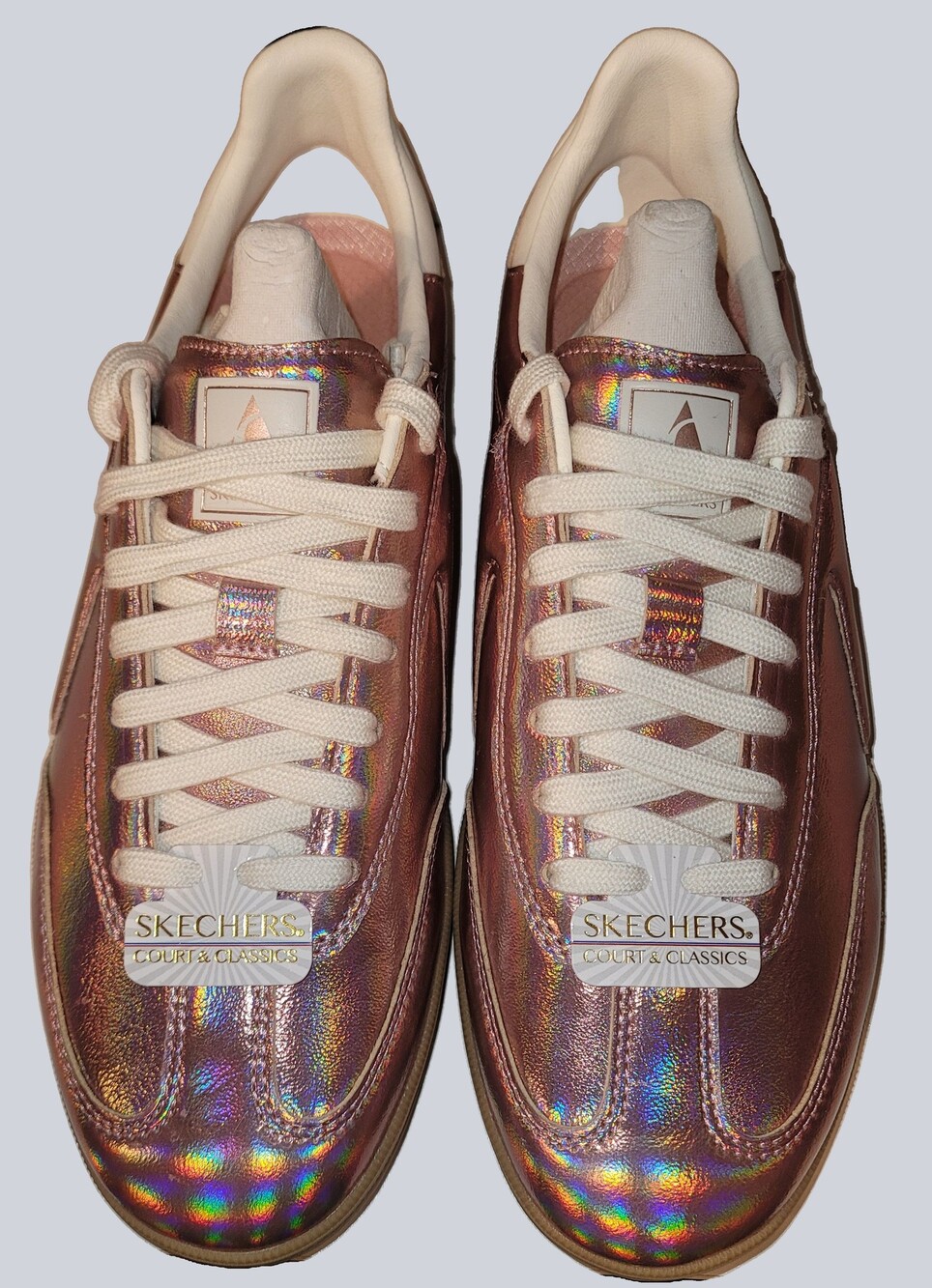 Skechers Court & Classics Women's Rose Gold Iridescent Sneakers New, SIZE 9.5